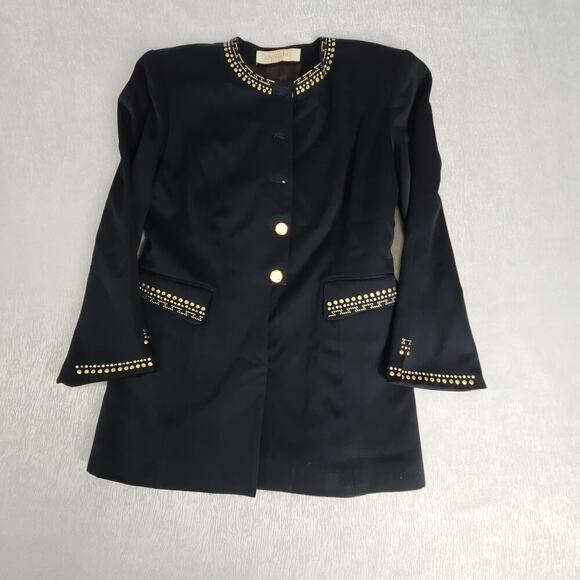 Lavantino Vintage women's embellished blazer black Size 12 Dog Show Suit 80's - Picture 3 of 9